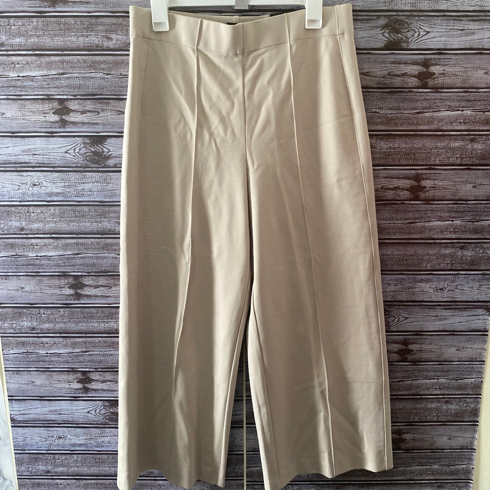 Jones New York Women's Cropped Wide-Leg Pants Size L High-Rise‎ Cream NWT